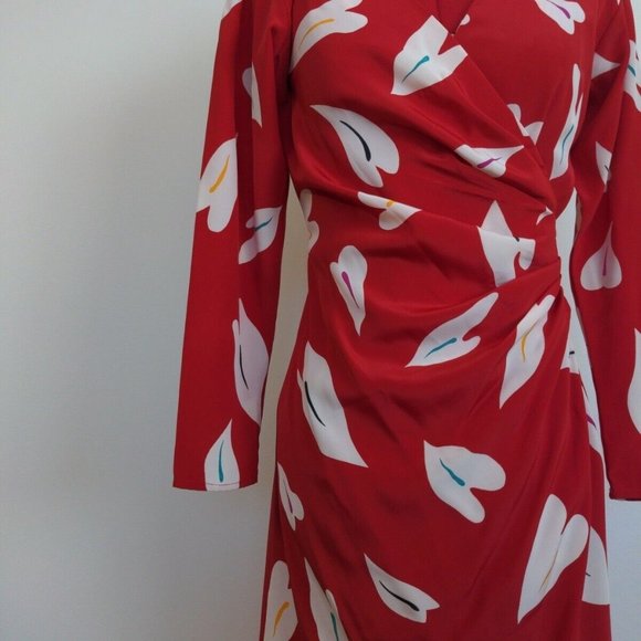 Wrap Dress  ORLEON DE PARIS Vintage Women Shoulder Padded Multicolor Size 7 - Picture 4 of 16